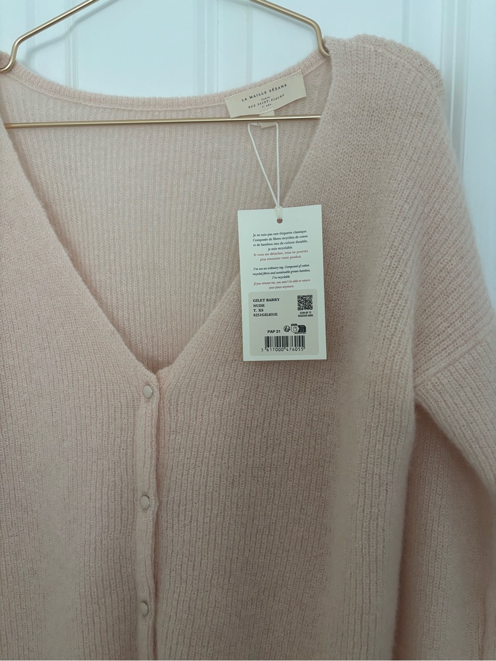 Sezane Barry Cardigan Nude XS - Picture 5 of 6
